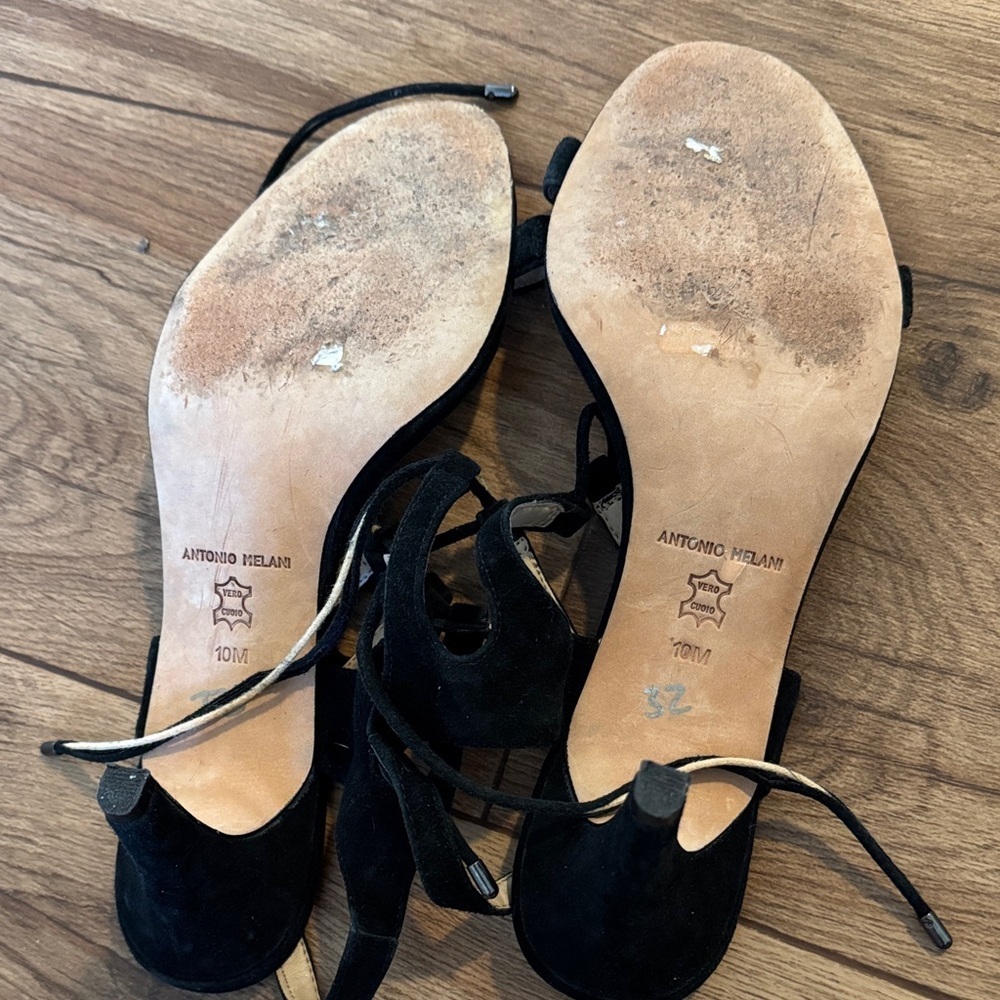 ANTONIO MELANI Black Suede Women's Sandals - Picture 3 of 3